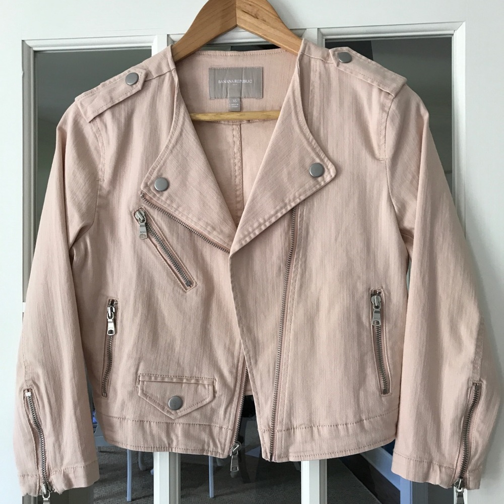Banana Republic cropped blush color denim jacket